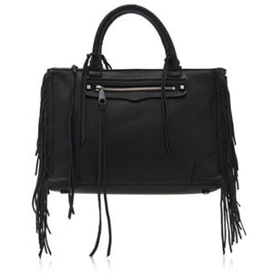 Rebecca Minkoff Regan Taupe leather Satchel with Fringe motorcycle style